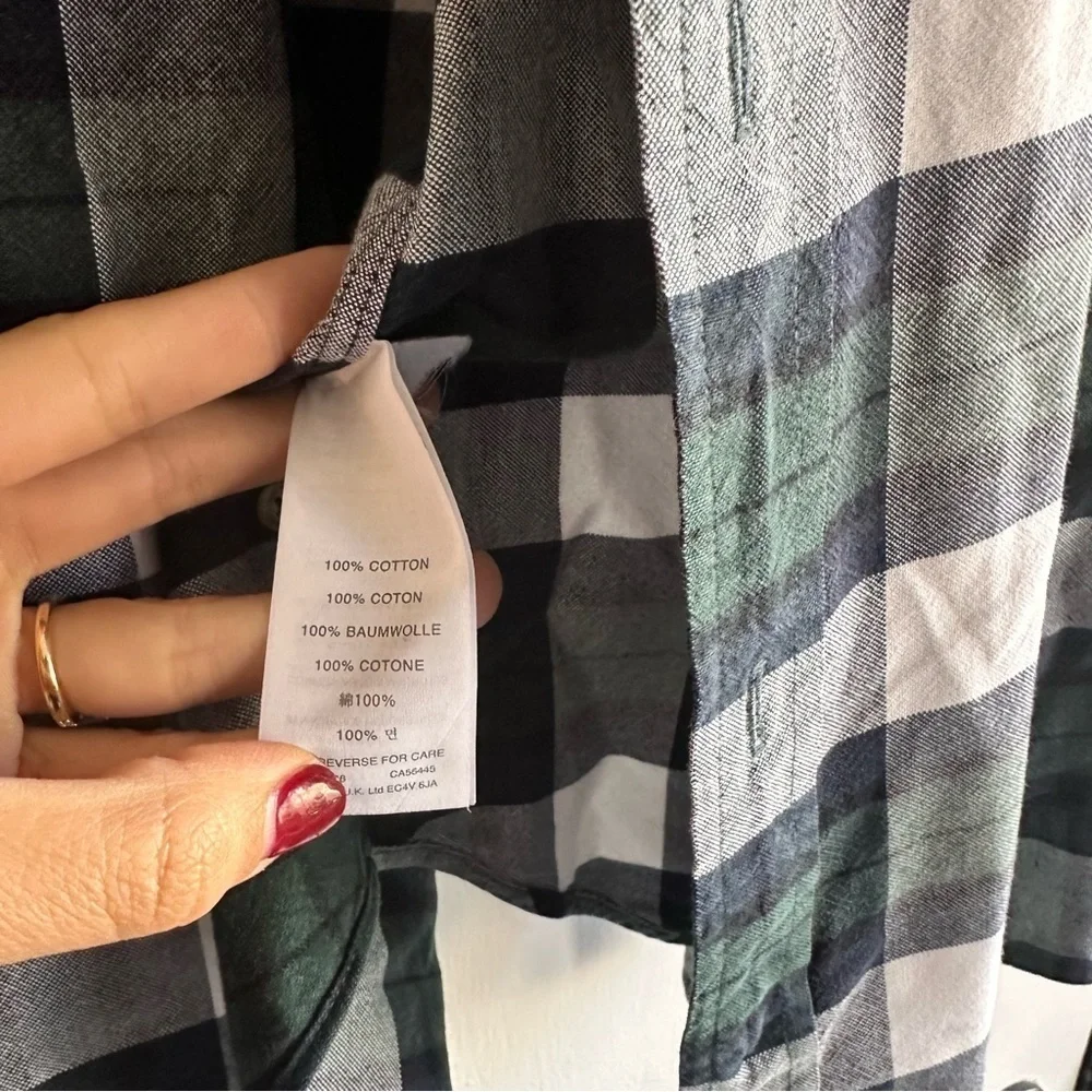 J. Crew Slim Broken-in cotton oxford‎ shirt green plaid small